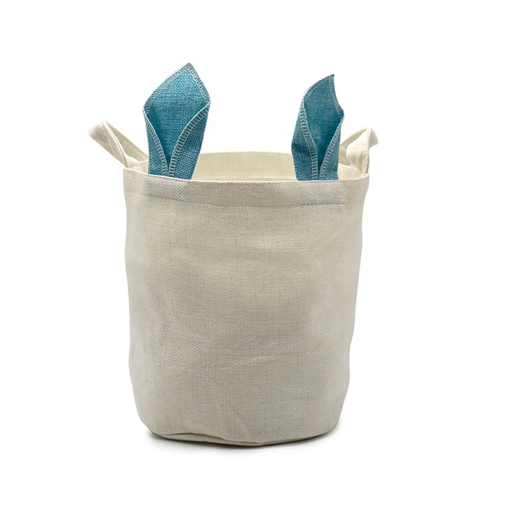 Celebration Party Rabbit Gift Bag Easter Bunny Basket Personalized Egg Party Gift Easter Linen Bucket For Sublimation