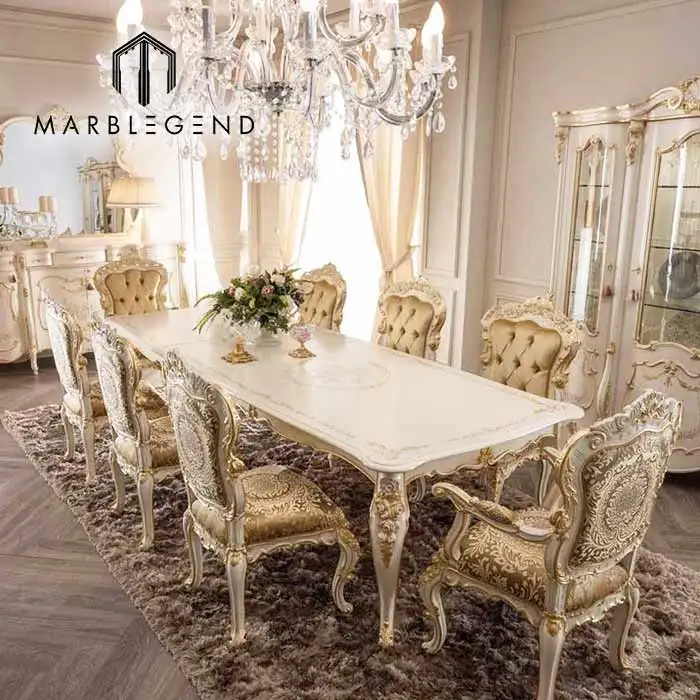 Antique Furniture Interior Design Luxury Living Room home fitment furniture fitting Classic dining table and chairs set