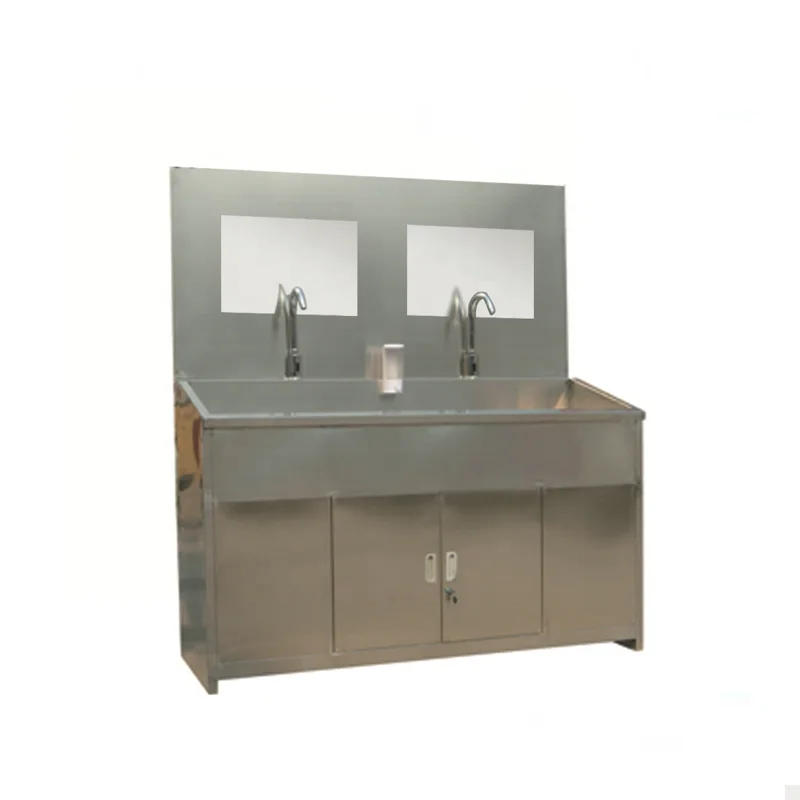 Hospital Equipment Medical Machine and Accessories Hand Washing Station 3 Person Stainless Steel Sink with LED Mirror