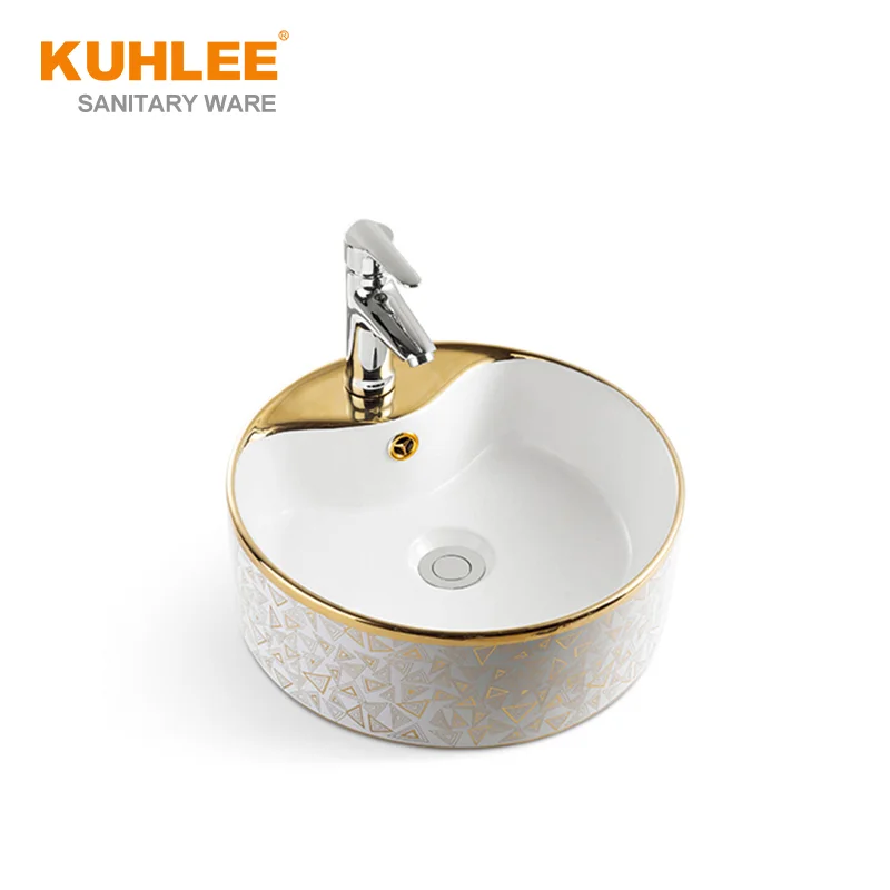 Single Hole Sink Table Top Ceramic Art Basin White Round Shape Hand Wash Bathroom Porcelain Sinks