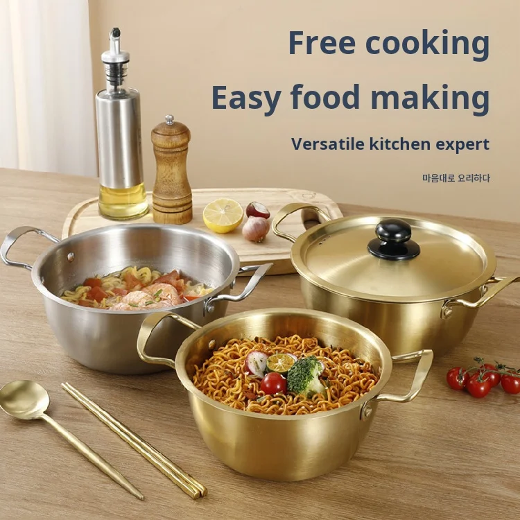 cookware set price Gold Handle Stainless Steel Soup Pot with Double Handles kitchen wares wholesale cookware sets