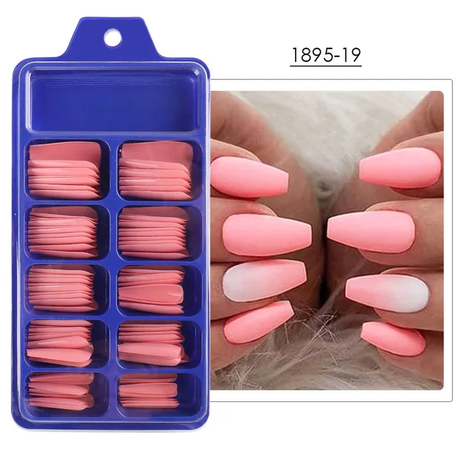 100pcs Coffin Press on Nails Long Ballerina Full Cover False Nail Tips for Women Girls Nail Manicure