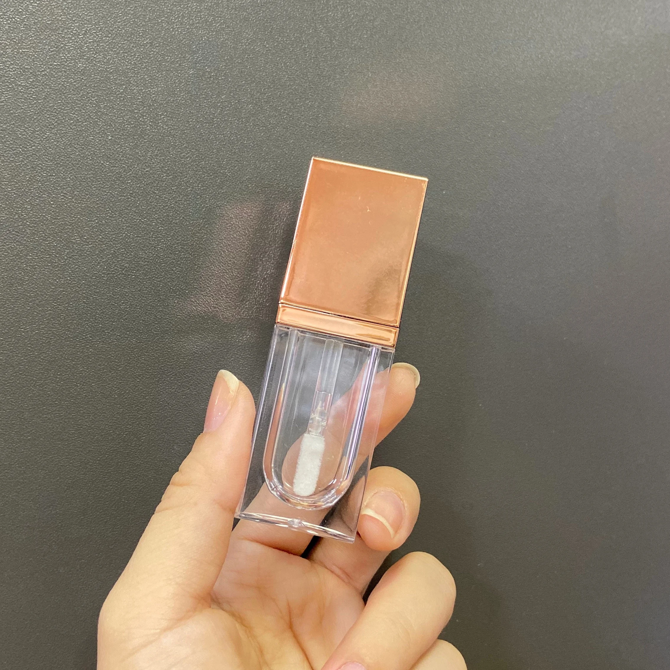5.7 ml luxury rectangle rose gold lipgloss tubes lovely empty liquid lipstick lip gloss private label factory price with brush