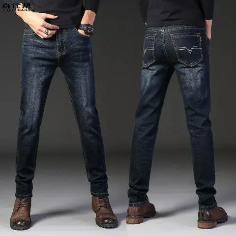 Office Men Jeans With Full Color Designer Jeans Italian Slim Fit Strech Black Jeans For Business and Vocation Wear
