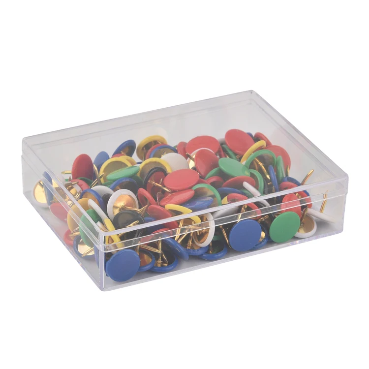 Wholesale Office Stationery Custom Thumbtack Push Pin Painting, Plastic Coated Colored Thumb Tacks Push Pins for Map