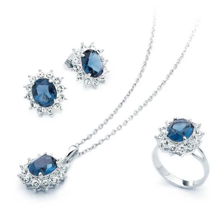 High quality charm oval ruby zircon 925 sterling silver engagement wedding for bride jewelry set
