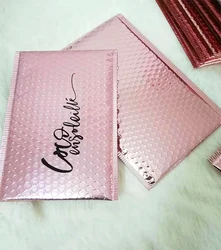 Оптовая продажа, пользовательский полиэтиленовый пакет для почтовых отправлений YTBagmart, доставка одежды, розовое золото, пузырчатая почта