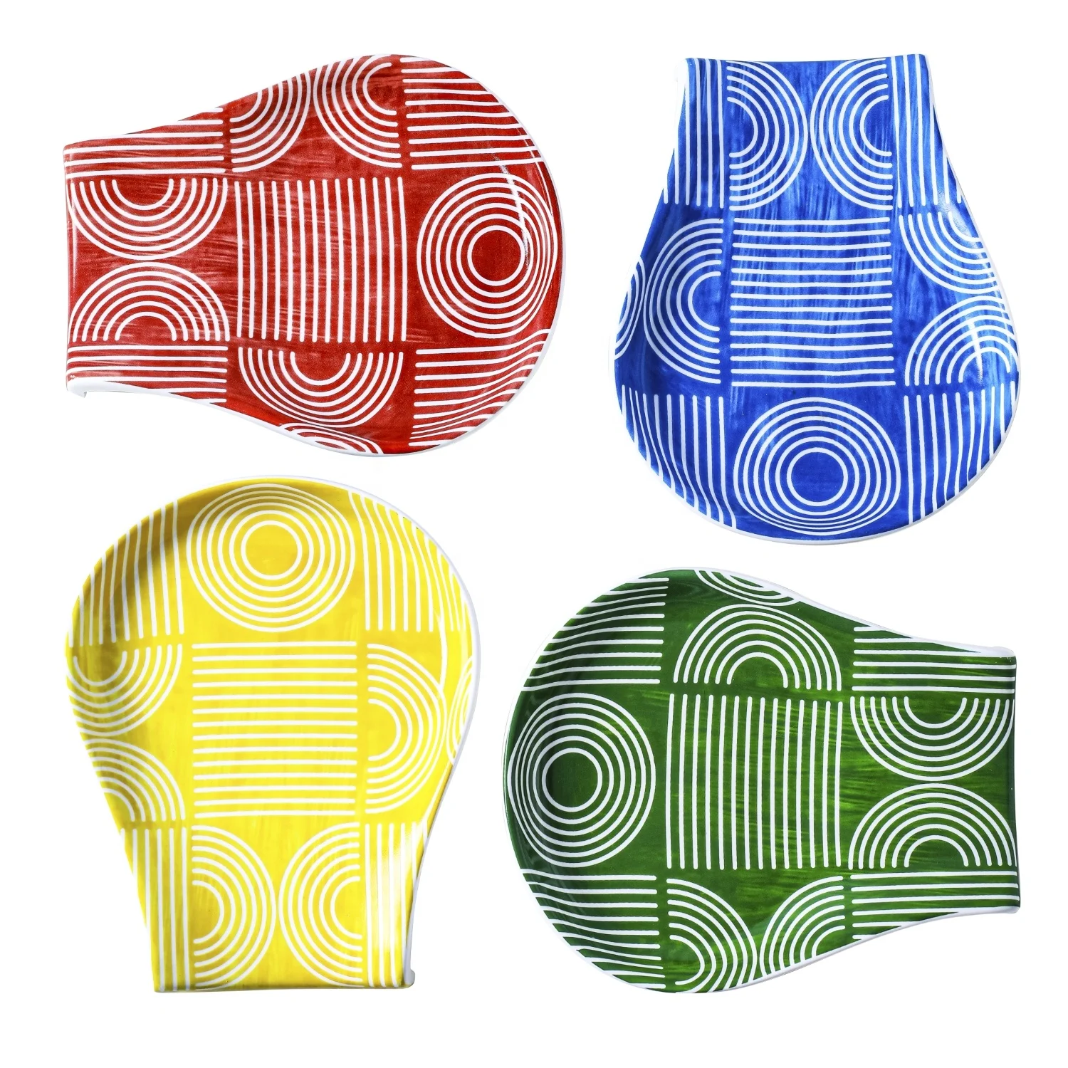 Porcelain Ladle Rests: Red, Blue, Green, Yellow - Vibrant and Functional Ceramic Rests for Kitchen and Gift Shops