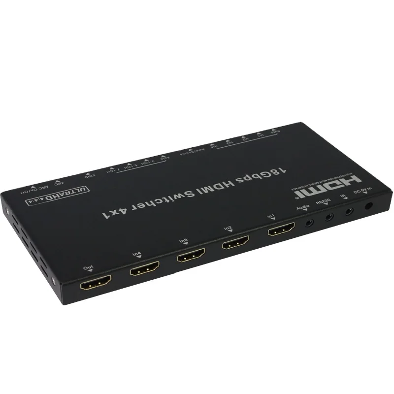 4K2K @ 60 Гц 4:4:4, 18 Гбит/с, HDCP 2,2 HDMI 4x1 переключатель с аудио экстрактором