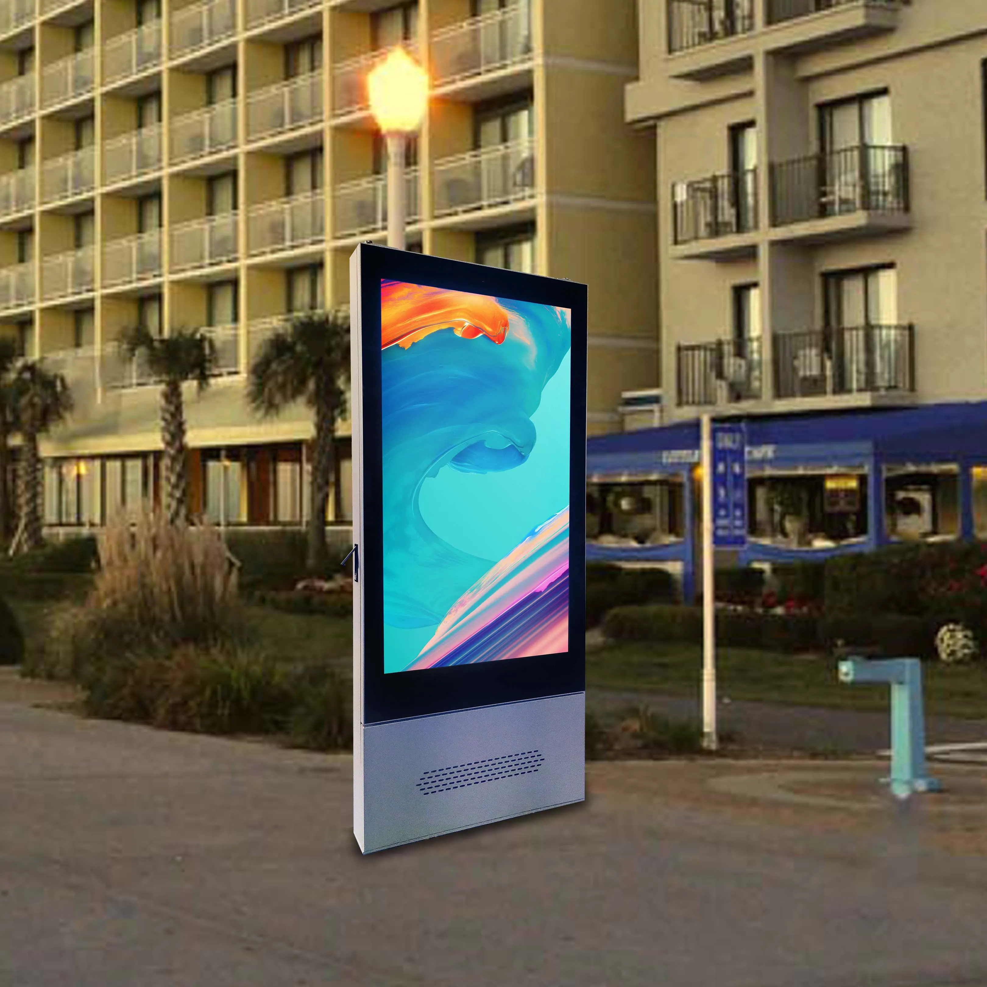Factory price outdoor floor stand digital signage capacitive 4K resolution waterproof screen  totem 43 55 65 75 inches