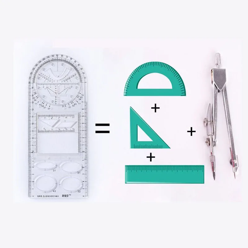 Multifunctional Geometric Drawing Ruler Quick Drawing Hollow Out Ruler