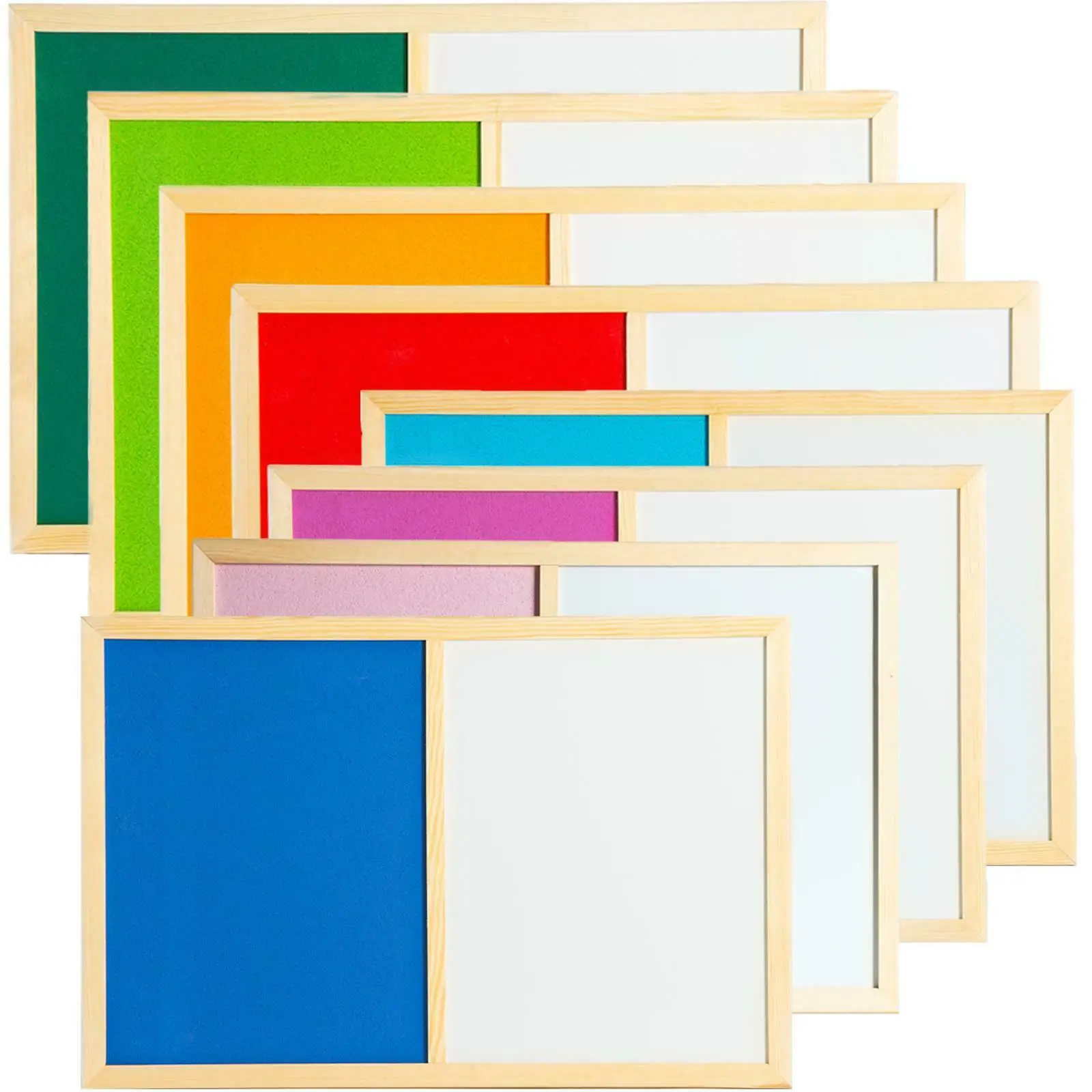  Colorful Combination Dry Erase White Bulletin Notice Felt Board With Pine Wooden