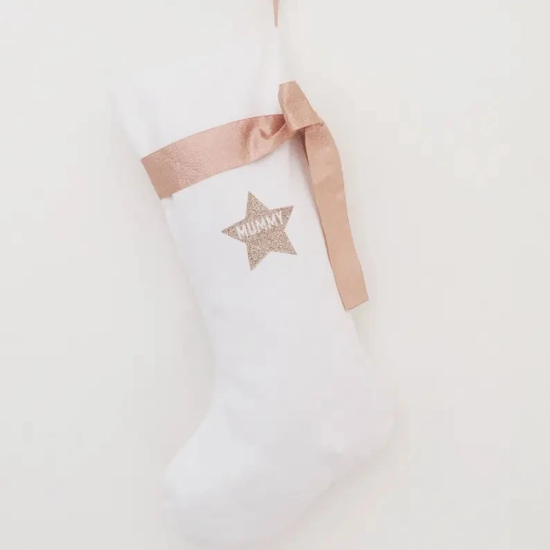 Christmas Gift Socks White Santa Stocking Blank Glitter Candy Storage Bag Festival Decoration Supplies Christmas Stocking