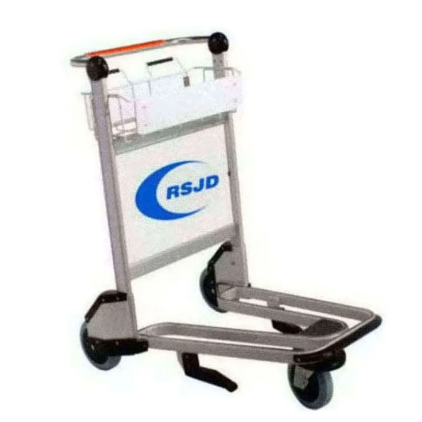 Airport Aviation Passenger Baggage Aluminum Handle Basket 3 Wheel Trolley
