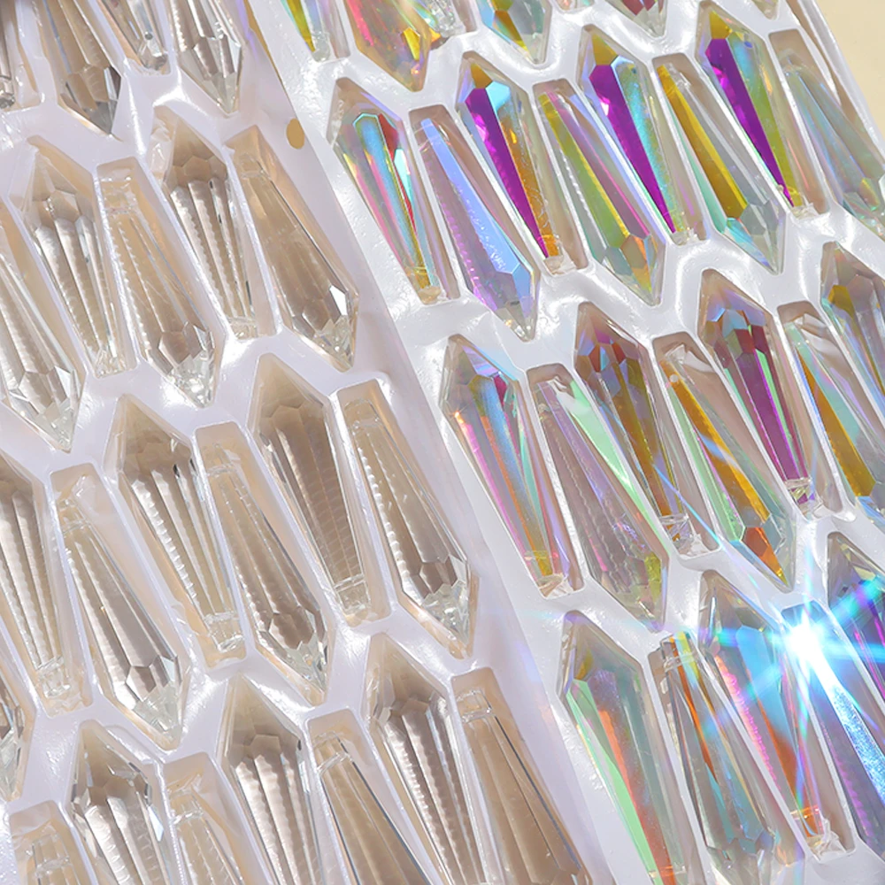 AB prism crystal 38mm 55mm 63mm 76mm crystal chandelier icicle drop pendant  wedding decorations DIY