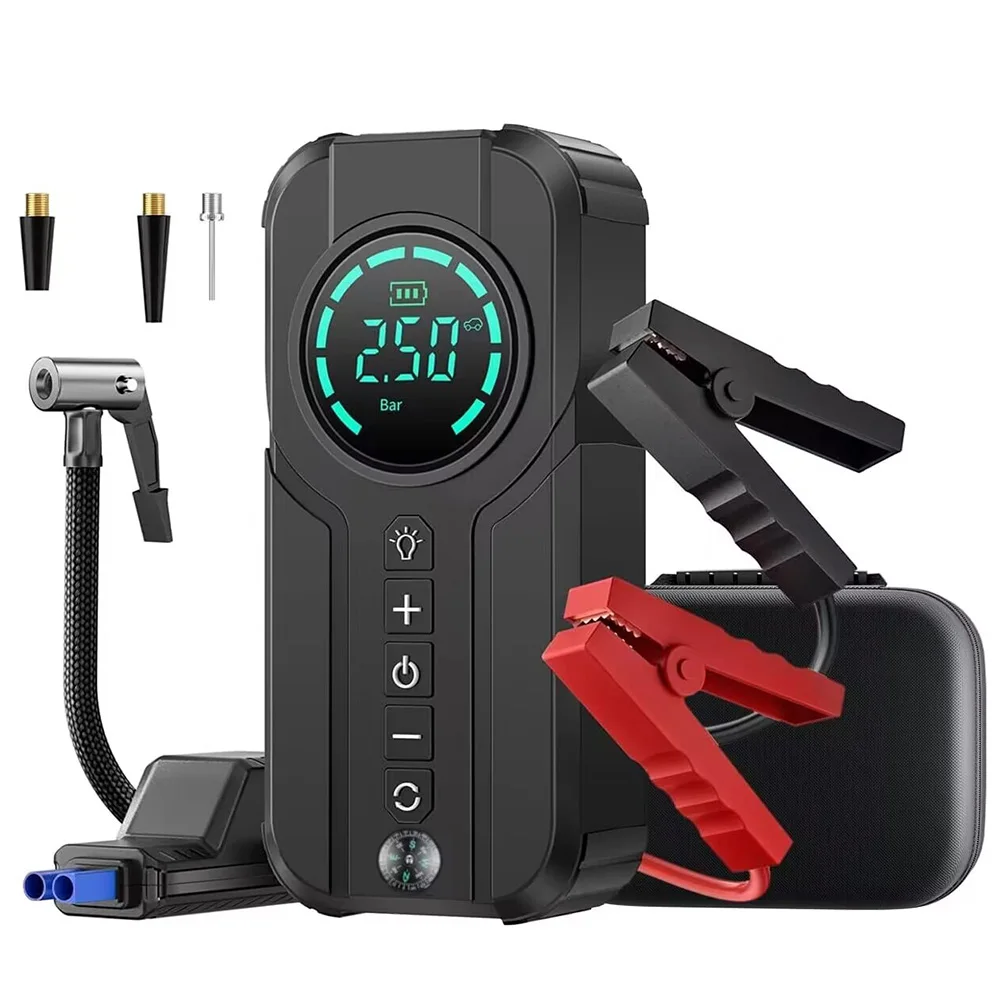 Multi-Function USB 16000mAh Emergency Battery Booster Tire Inflator Portable Car Jumper Starter With Air Compressor