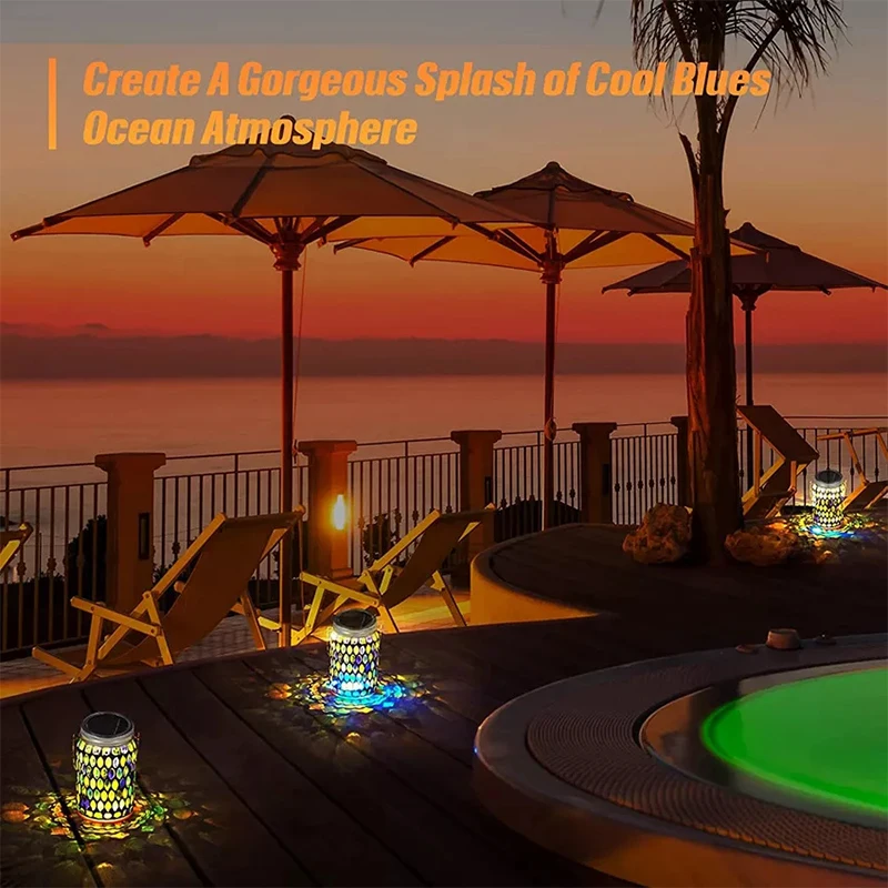 Holiday Festival Decoration Outdoor Color LED Mosaico Jar Solar Light Christmas Luminous Custom Party