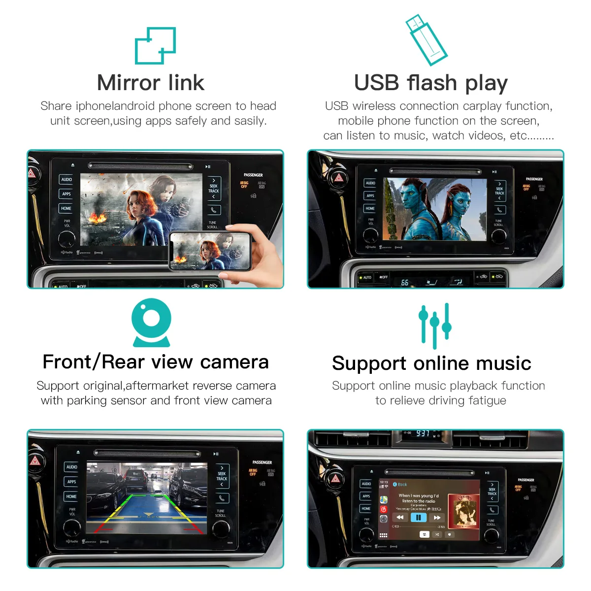 Autoabc Plug and play car video player navigation wireless Carplay airplay for Toyota Tundra Android auto Carplay codec