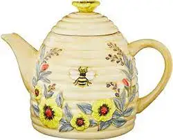 Cute Animal Bee Design Ceramic Teapot with Stainless Steel Lid Pottery Kettle
