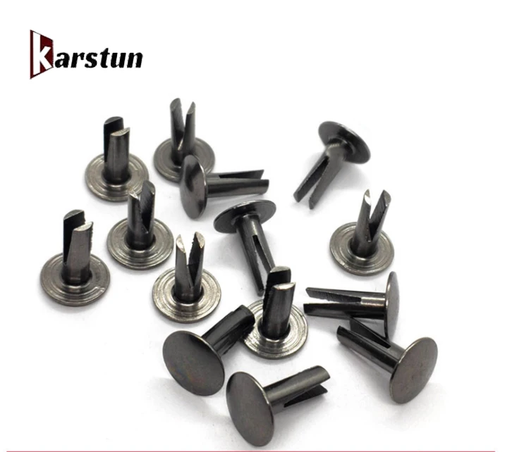 Non-Standard High Quality Nickel Plating Metal Iron Bifurcated Split Rivet for Skiing Boots