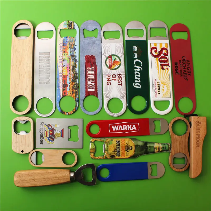 Custom Logo Bar Beer Bottle Wood Bottle Opener Key Chain Personalised Lid Bottle Opener Keychain