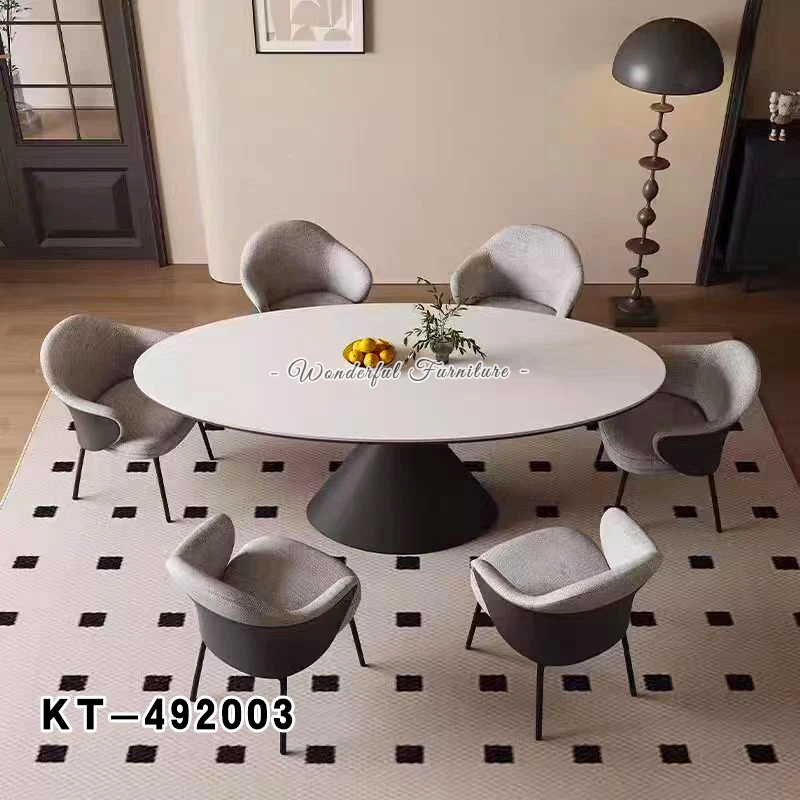 Manufacture Retro Style Dinner Table Home Furniture Big Size Oval Round Dining Table