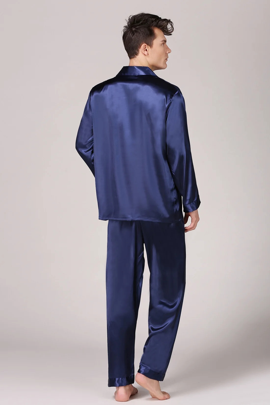 Мужская одежда для сна, атласный Шелковый пижамный комплект из брюк