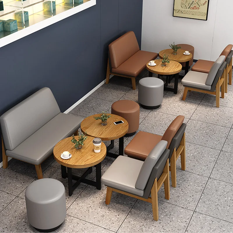 Dreamhause Simple Nordic Solid Wood Restaurant Cafe Shop Sofa Chair Table Set Dining Chair