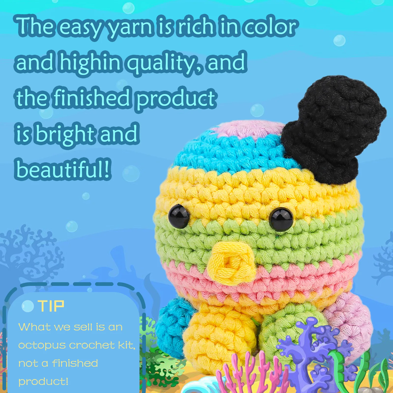 Colorful Octopus Crochet Animal Kit Beginners Diy Adult Crochet Kit