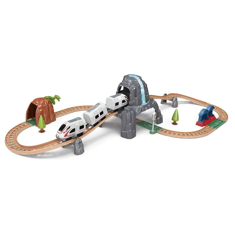2022 Hot Selling Train Set Light Music Railway Kits W/ Locomotive Outdoor Tracks Railway Rail Toys Train Kids