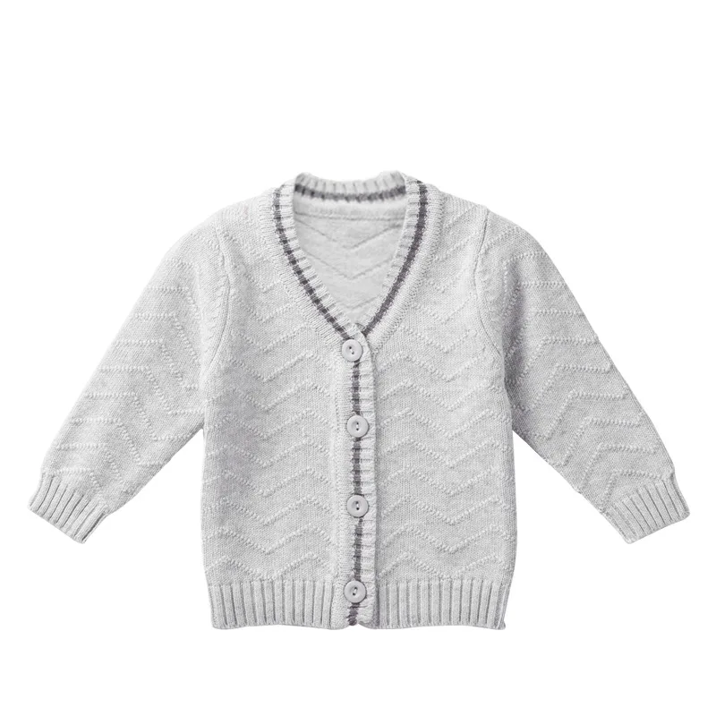 
Pure color spring and autumn V-neck baby sweater baby girls knitted cardigan sweater 