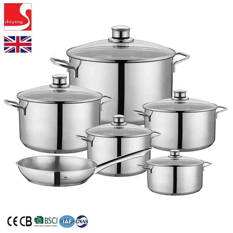 SY-Kitchenware stainless steel cookware set silver wmf pot 304 OEMpots and pans set induction cooking