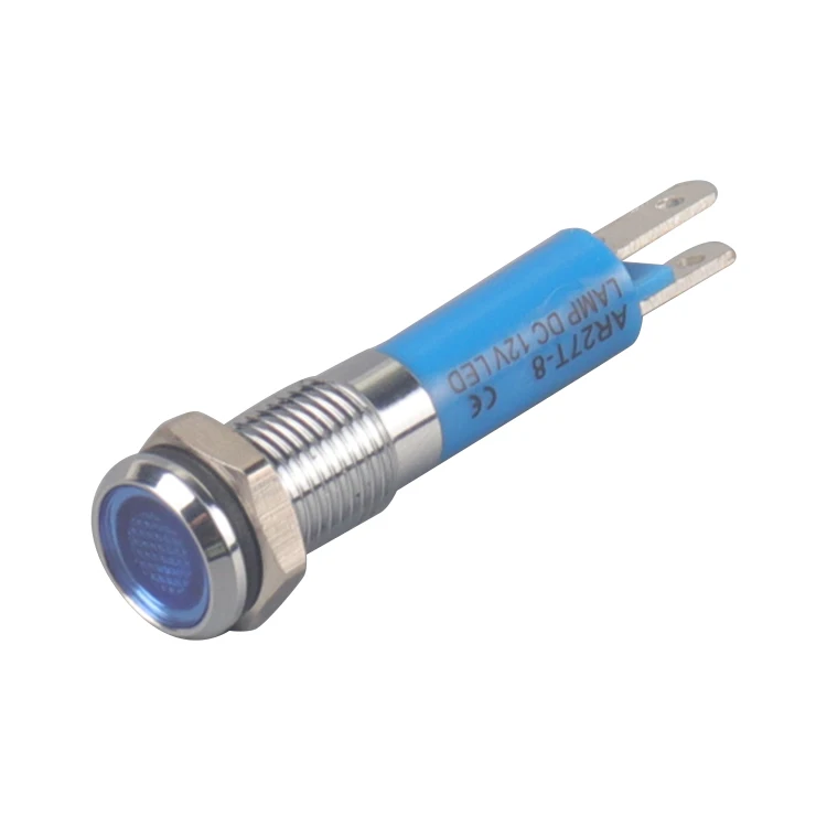8mm LED Metal Indicator Light Waterproof Signal Lamp 12V Blue Led Indicator Light