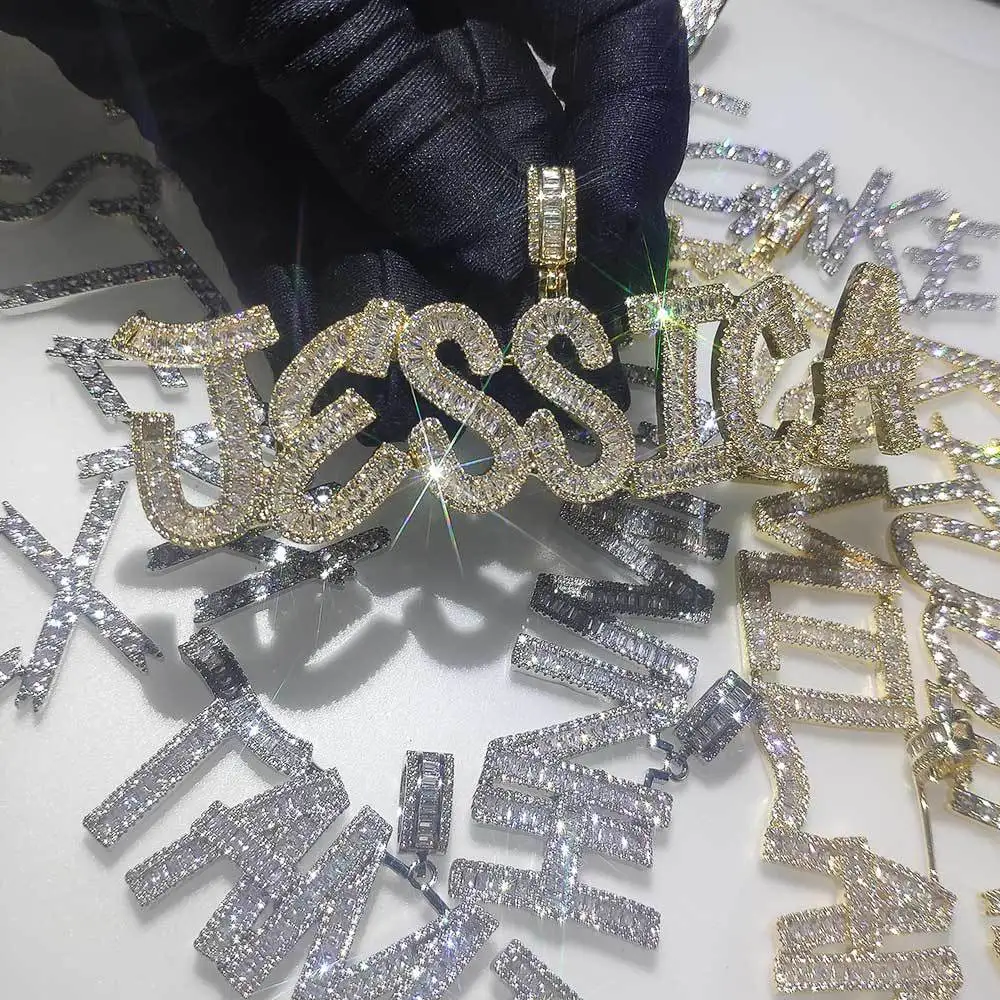 Fashion Personalized  Men Women Necklace Luxury Full Diamond Pendant Nameplate Hip Hop Iced Out Jewelry  Custom Name Necklace