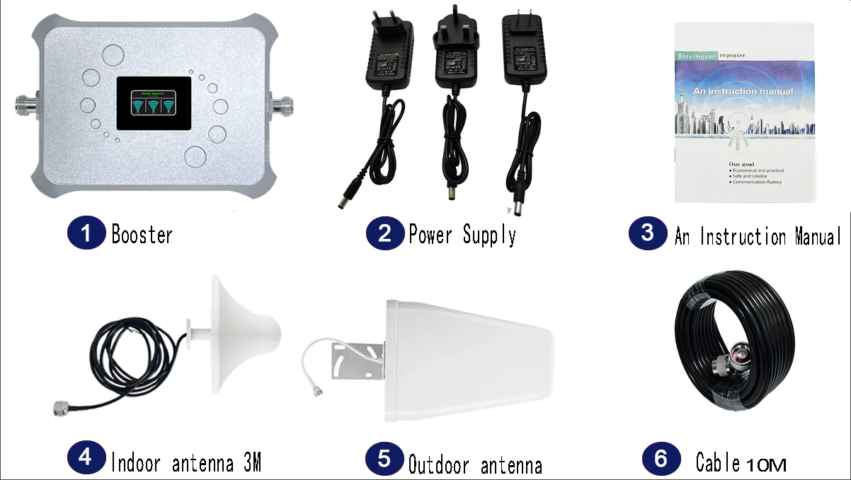 Factory Wholesale Cellular Network 234G Signal Repeater 900 1800 2100 Mhz Universal Cellphone Signal Amplifier/Booster