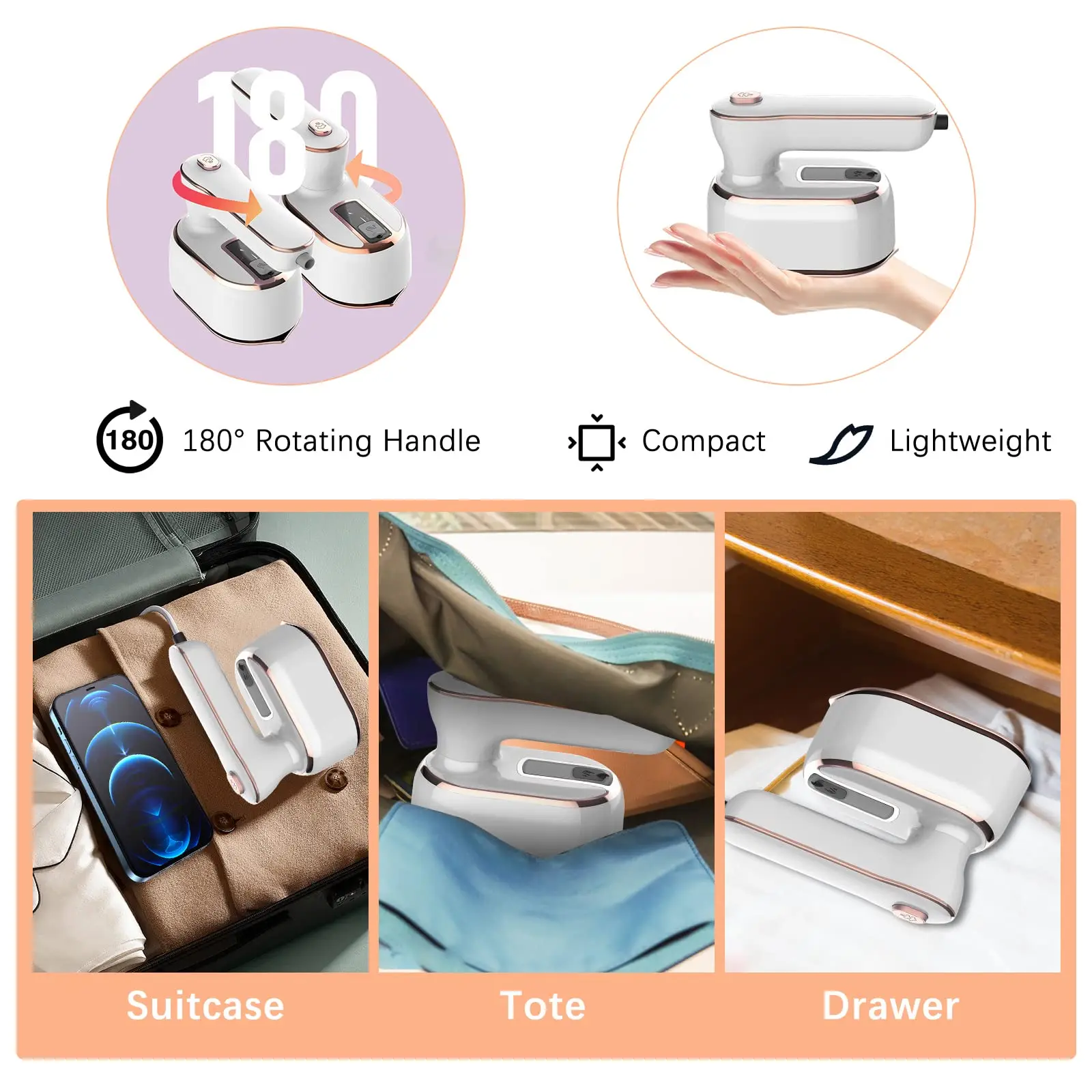 Handheld Wet and Dry Hot Steam Generator Portable Garment Steamer Home Travelling Hanging Ironing New Mini Rotating Steam Iron