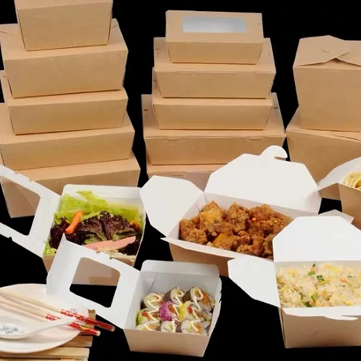 Wholesale Disposable Tableware Food Grade Takeaway Packing Kraft Lunch Box Food Containersalad For Barbecue Fried Chicken