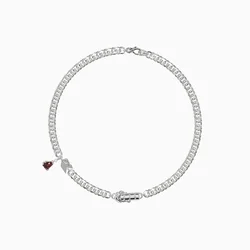 Necklace Ruby 18k White Gold  2021 New Trendy Symbol   Interlocking Elements Stitching Clavicle Necklace