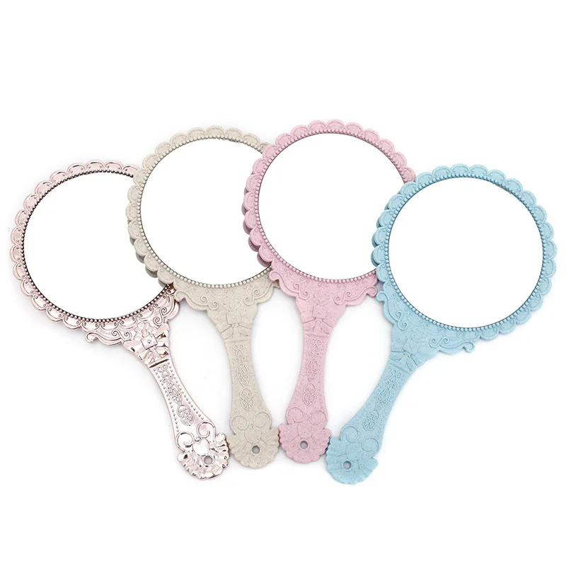 2024 Wholesale Gold Silver Black Oval Retro Hand Mirror Cosmetic Mirrors High Quality Vintage HandHeld Makeup Mirror For Women