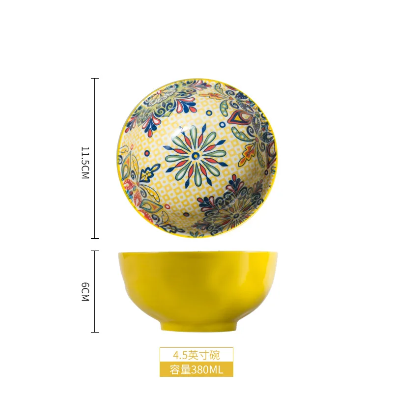 Wholesale Luxury porcelain dinnerware set floral yellow Pattern Ceramic mug saucer dish Tableware for Dinning