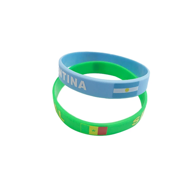 Custom Economical Durable Cheap Trendy Country flag printing/printed Silicone Bracelet wristband