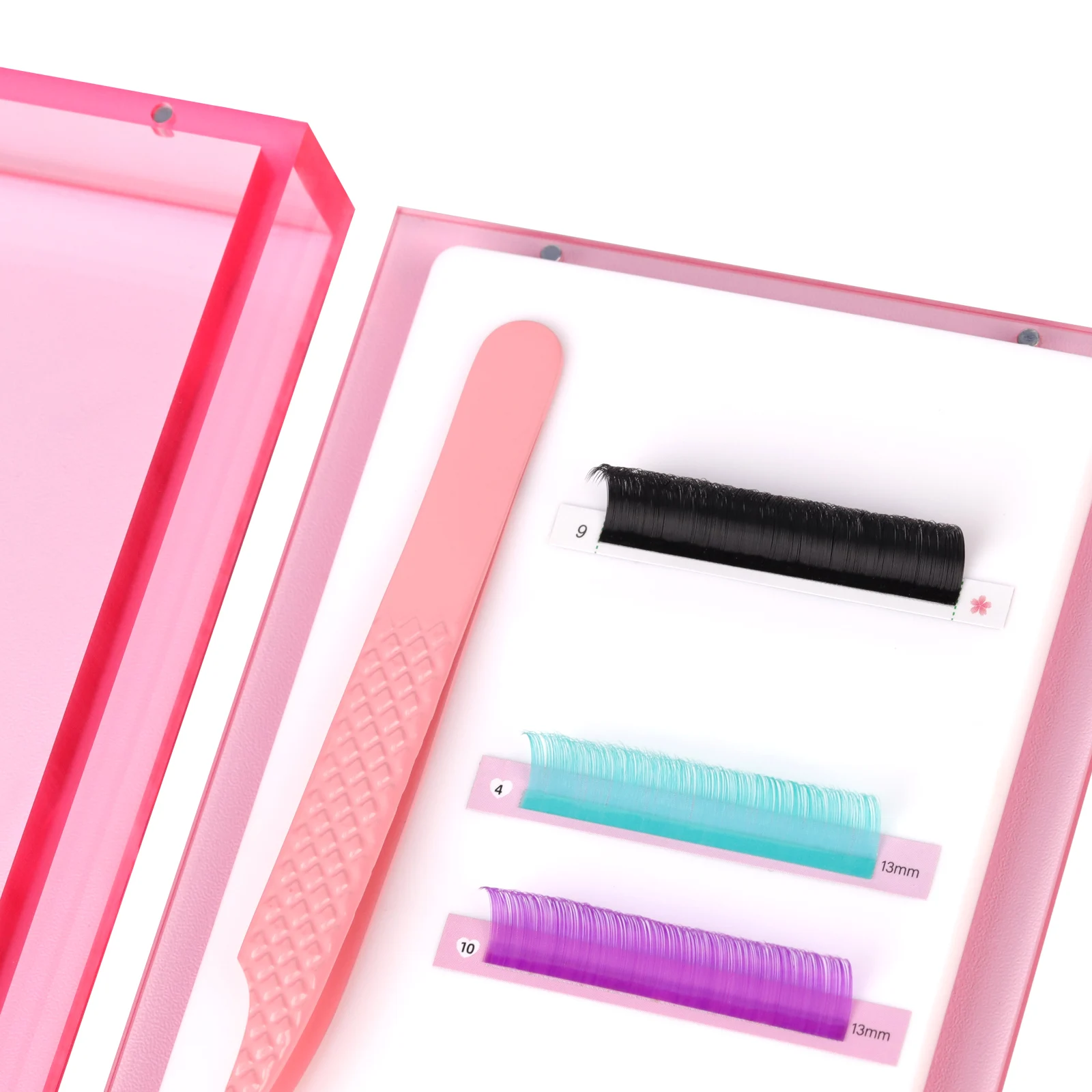 Custom Logo Acrylic Lash Pallet With Cover magnet Lash Tile Tray Eyelashes Extensions Tool Hot Selling magnet Eyelash Pallet