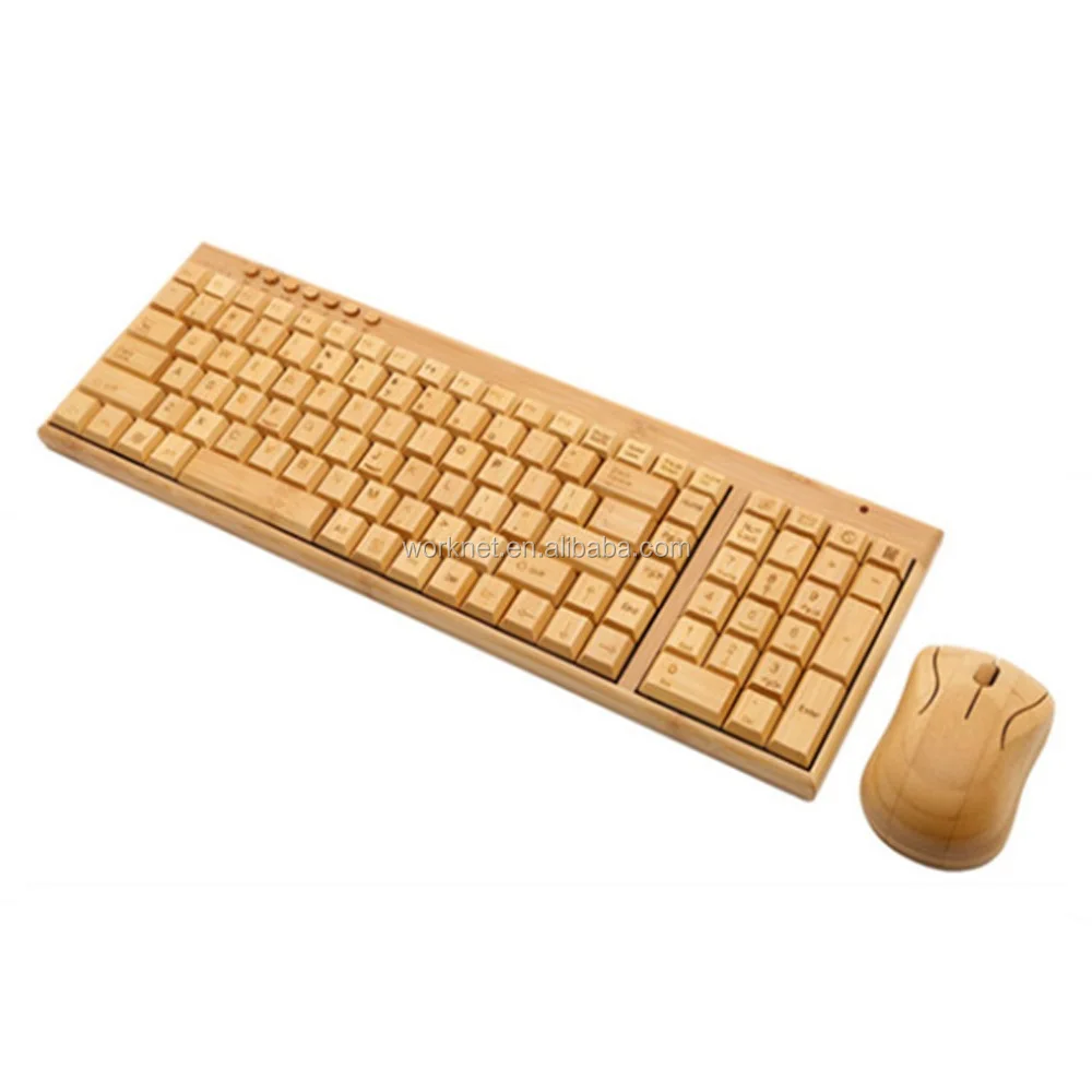 2024 New Product Ideas Original New Desktop Wireless Russian Version Layout Bamboo Keyboard and Mouse Combo Set