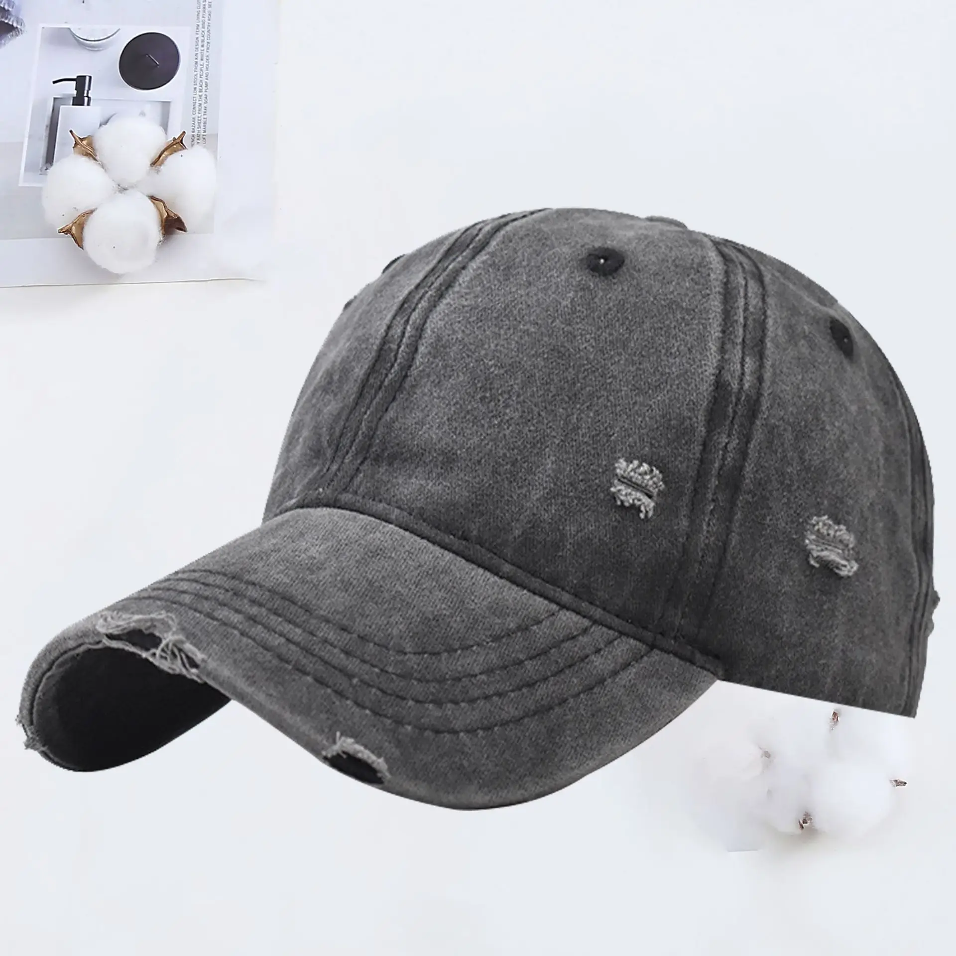 Custom Logo Vintage Washed Distressed Soft Cotton Dad Hat Adjustable Unisex Headwear Baseball Caps