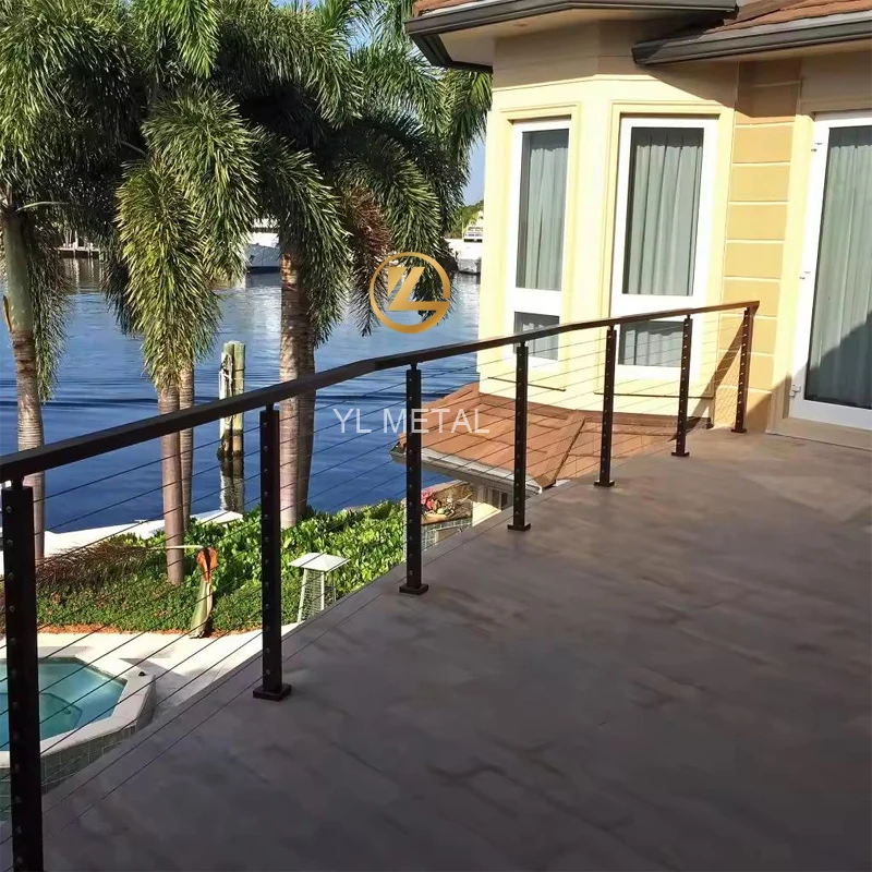 YL High Quality Balustrade Top Mounted Outdoor Balcony Handrail Deck Fence Terrace Wire Rope Post Cable Railing