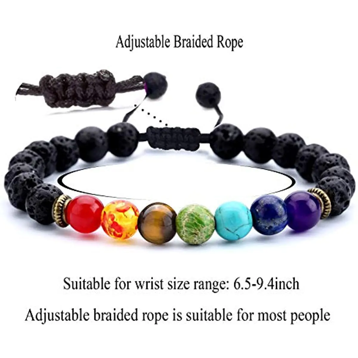 Hot Elastic 7 Chakra Tiger Eye Volcanic Stone Bead Charm Bracelet Women Men Woven Rope Lava Healing Stone Yoga Energy Bracelet
