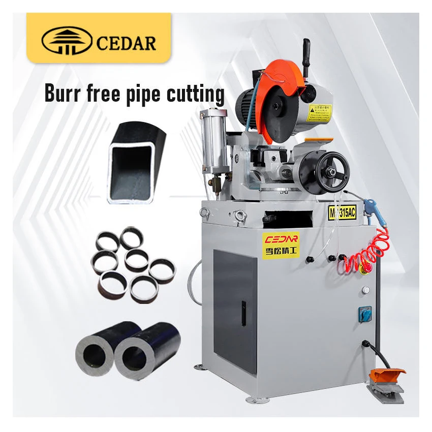 Shigan MC-315AC Pneumatic Metal Pipe Saw Cutting Machine 45 degrees burr free Cutting