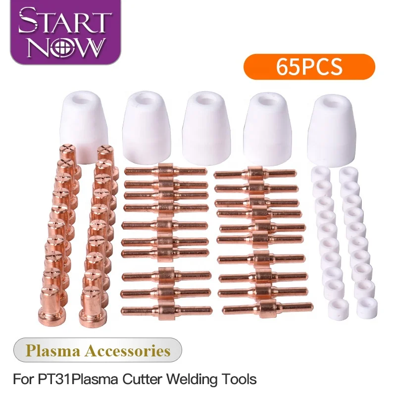 Startnow 65/85PCS Plasma Nozzle Shield Long Electrodes Shunt Kits For PT-31 Plasma Consumables LG40 312Torch Cutter Accessories