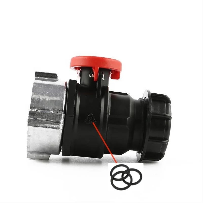 Plastic Ball Valve DN50 PTFE Gasket And S60X6 THREAD Handle IBC Quick Connect Water Fittings