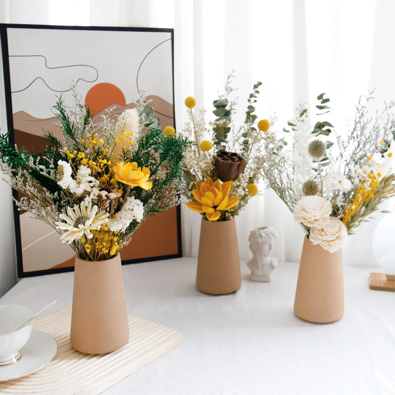 BJ-016 wholesale luxury natural wedding centerpiece eucalyptus leaves dry flower bouquet for home decoration